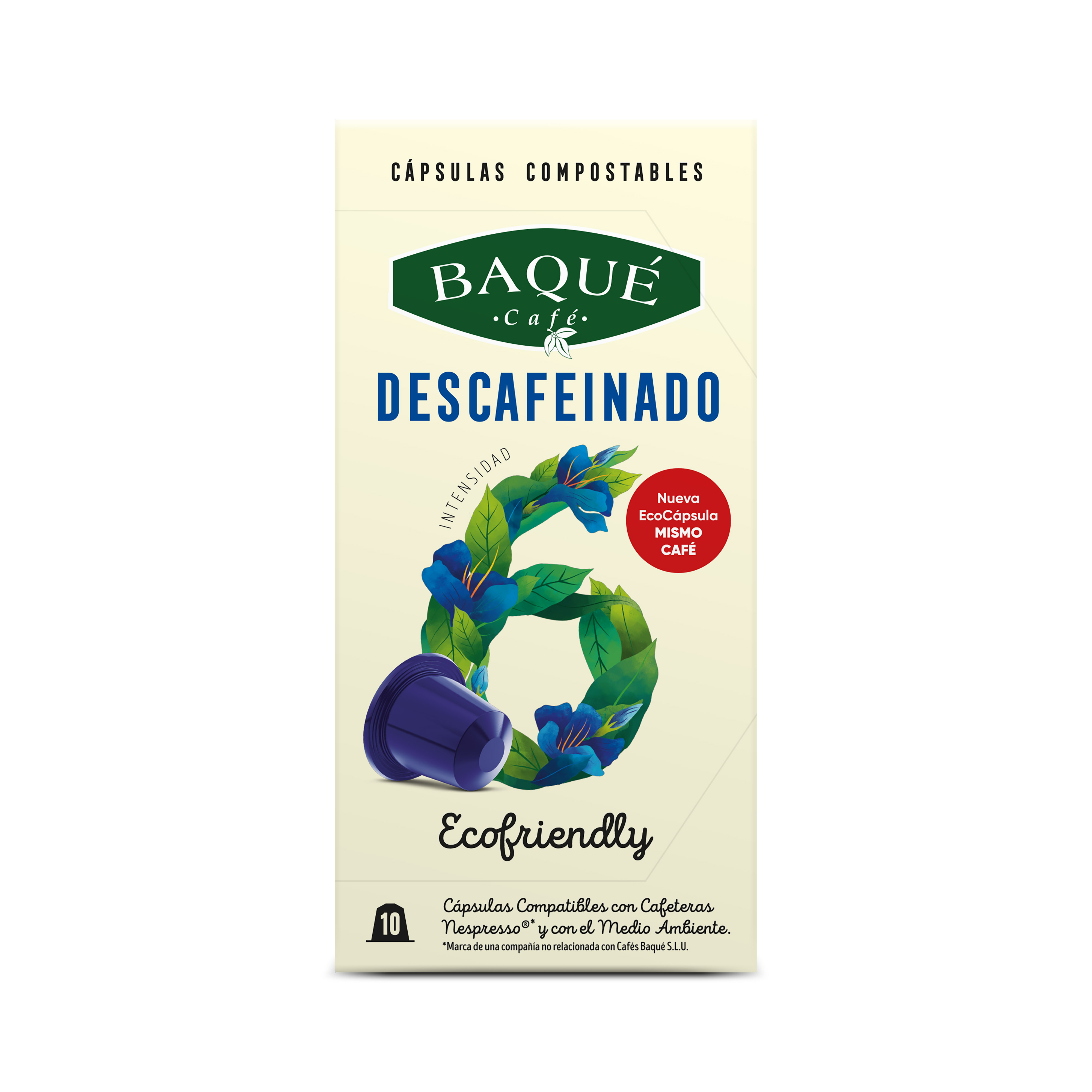 Descafeinado 10 cápsulas Compostables compatibles Nespresso®