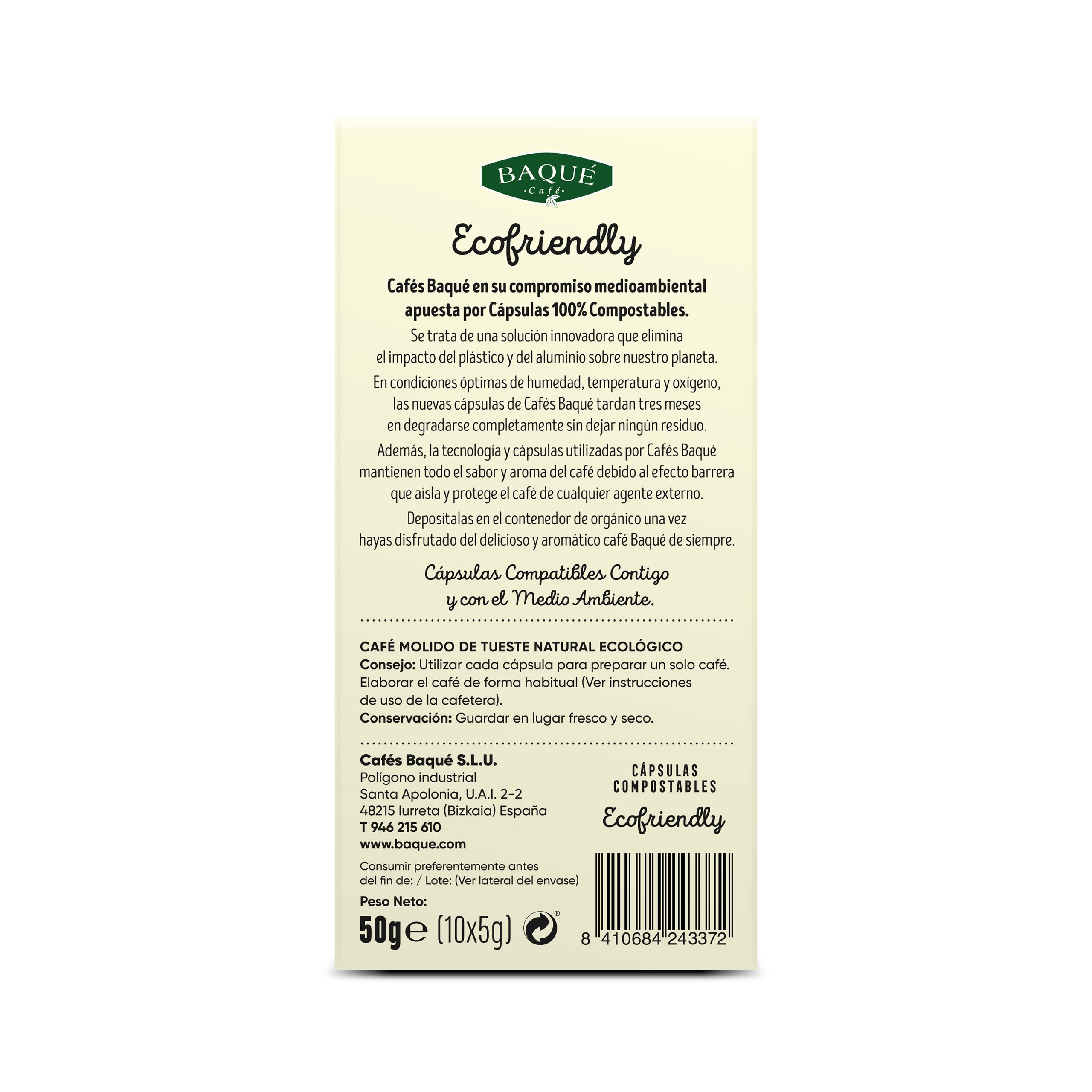 Orgánico intenso 10 cápsulas compostables compatibles Nespresso® - Cafés  Baqué