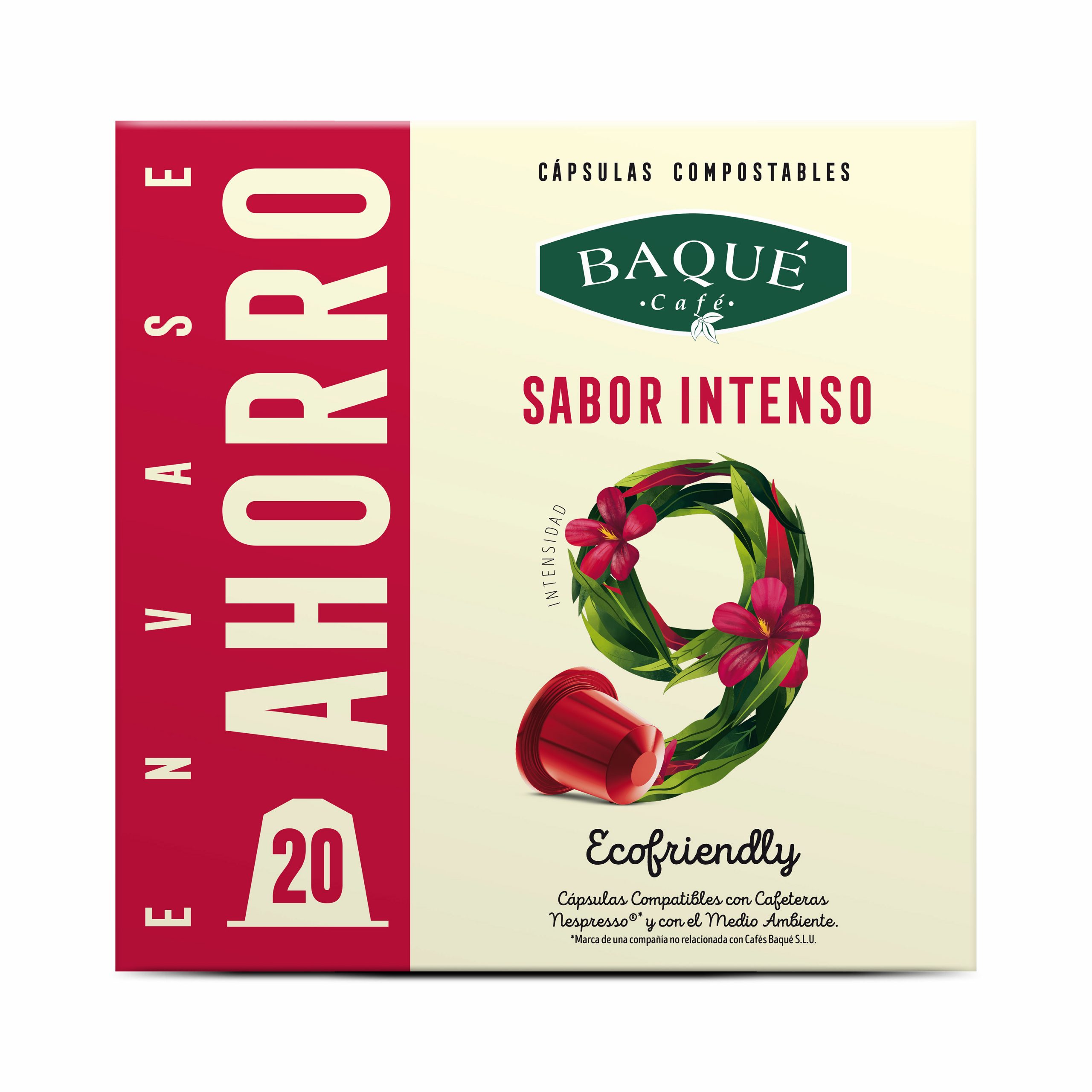 Sabor intenso 20 cápsulas compostables compatibles NESPRESSO® - Cafés Baqué