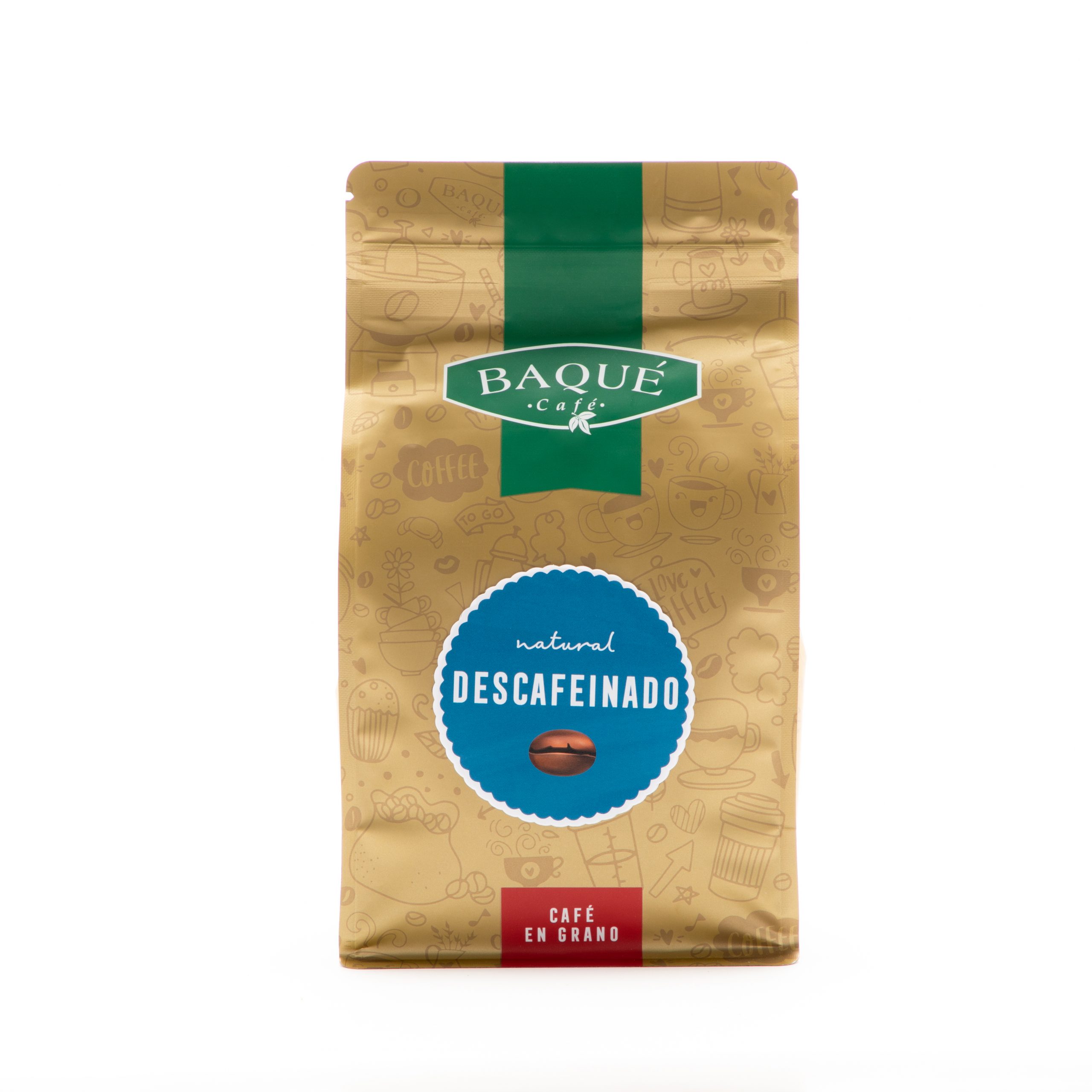 Café en grano Descafeinado, 500 g. - Cafés Baqué