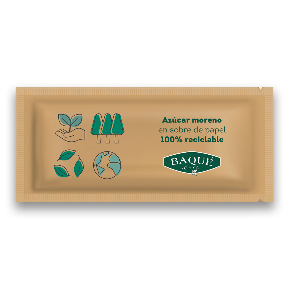 Azúcar moreno de caña 7g. en papel 100% reciclado, 400 uds. - Imagen 2